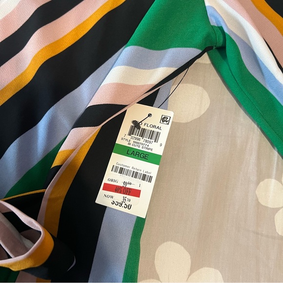 Bar III Multicolor Striped Wrap Blouse - Picture 4 of 4